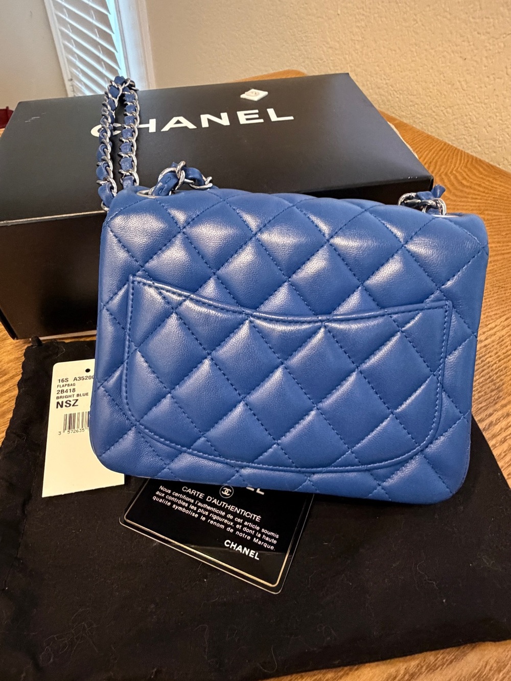 CHANEL square Quilted Lambskin Mini Flap Bag in Bright blue - Picture 2 of 9